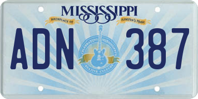 MS license plate ADN387