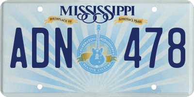 MS license plate ADN478