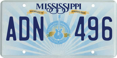 MS license plate ADN496