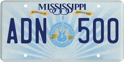 MS license plate ADN500