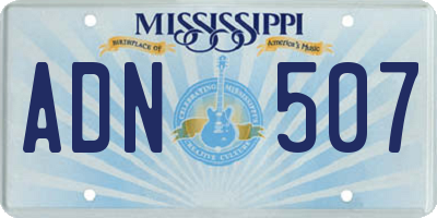 MS license plate ADN507
