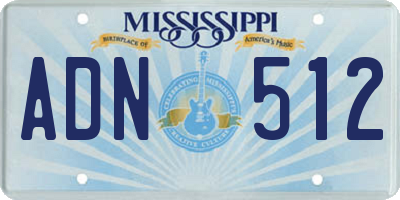 MS license plate ADN512