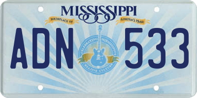 MS license plate ADN533