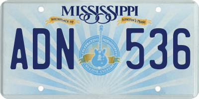 MS license plate ADN536