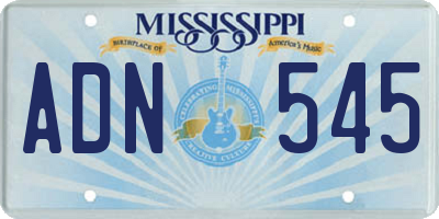 MS license plate ADN545