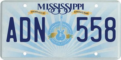 MS license plate ADN558