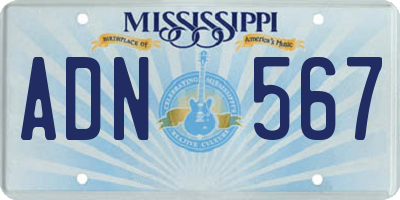 MS license plate ADN567