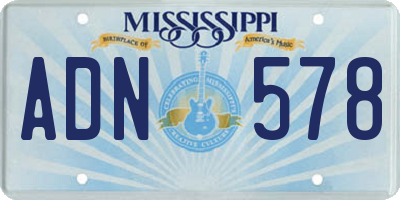 MS license plate ADN578
