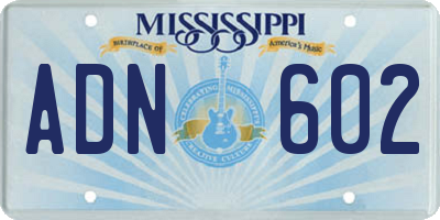 MS license plate ADN602