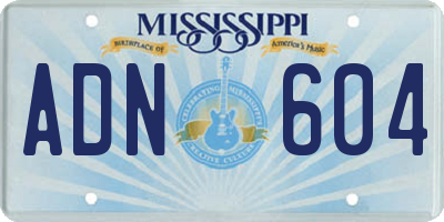 MS license plate ADN604