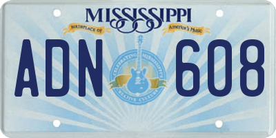 MS license plate ADN608
