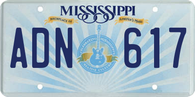 MS license plate ADN617