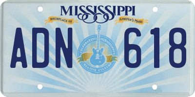 MS license plate ADN618