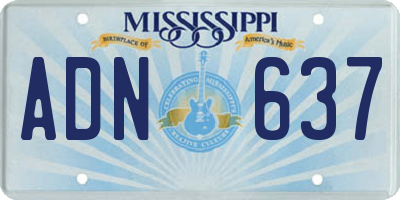 MS license plate ADN637