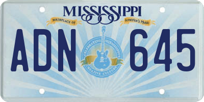 MS license plate ADN645