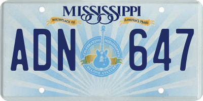 MS license plate ADN647