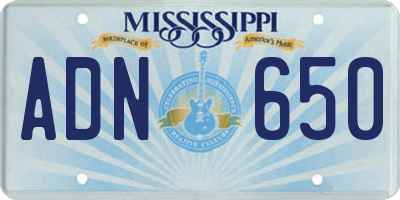 MS license plate ADN650