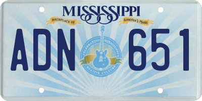 MS license plate ADN651