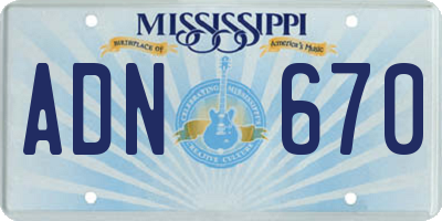 MS license plate ADN670