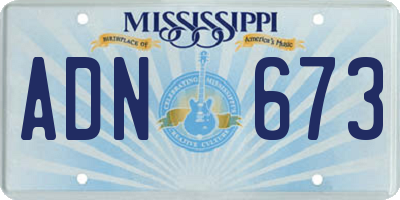 MS license plate ADN673