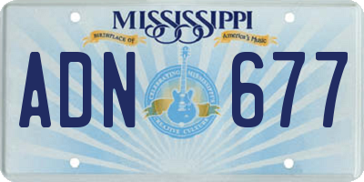 MS license plate ADN677