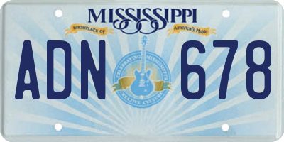MS license plate ADN678