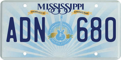 MS license plate ADN680