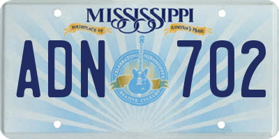 MS license plate ADN702