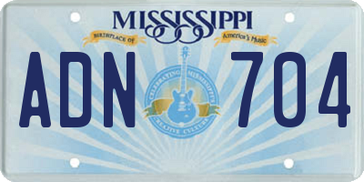 MS license plate ADN704