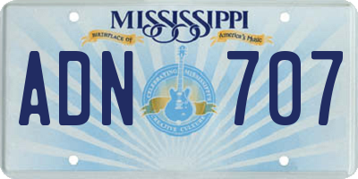 MS license plate ADN707