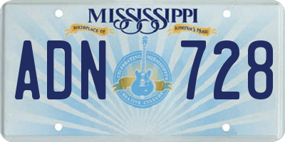 MS license plate ADN728