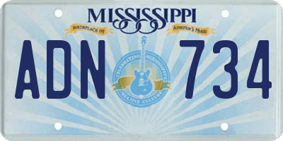 MS license plate ADN734