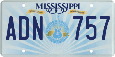 MS license plate ADN757