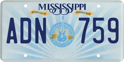 MS license plate ADN759