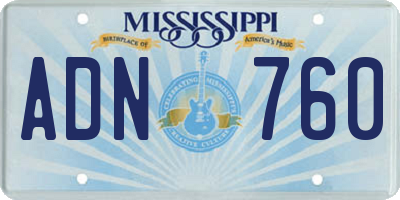 MS license plate ADN760