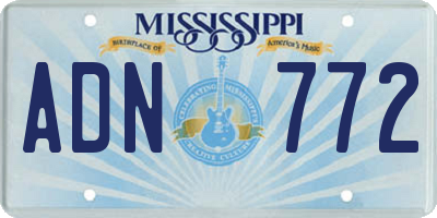 MS license plate ADN772