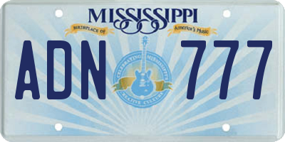 MS license plate ADN777