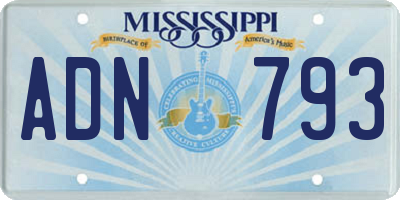 MS license plate ADN793