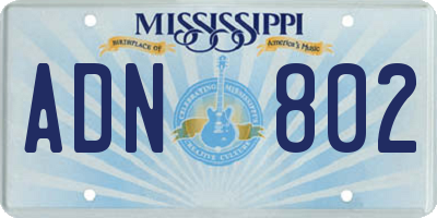 MS license plate ADN802