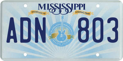 MS license plate ADN803