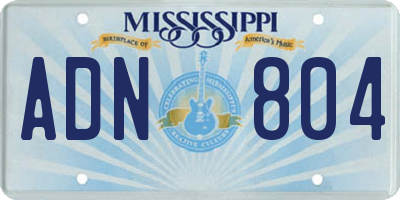 MS license plate ADN804