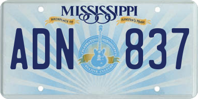 MS license plate ADN837