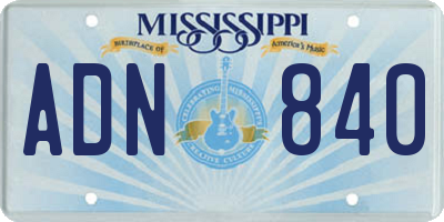 MS license plate ADN840