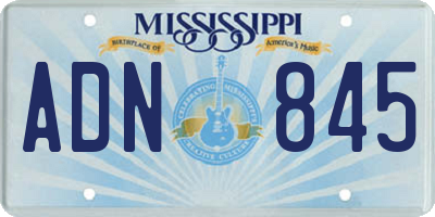 MS license plate ADN845