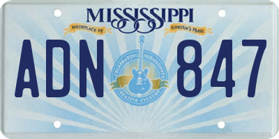 MS license plate ADN847