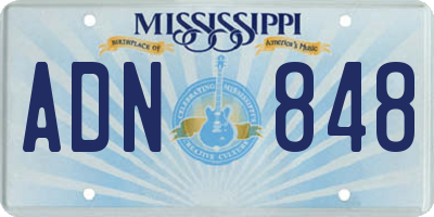 MS license plate ADN848