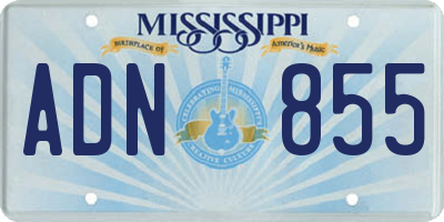 MS license plate ADN855