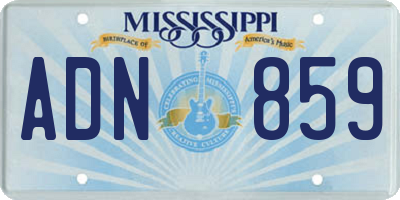 MS license plate ADN859
