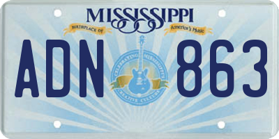 MS license plate ADN863