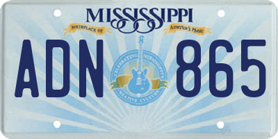 MS license plate ADN865